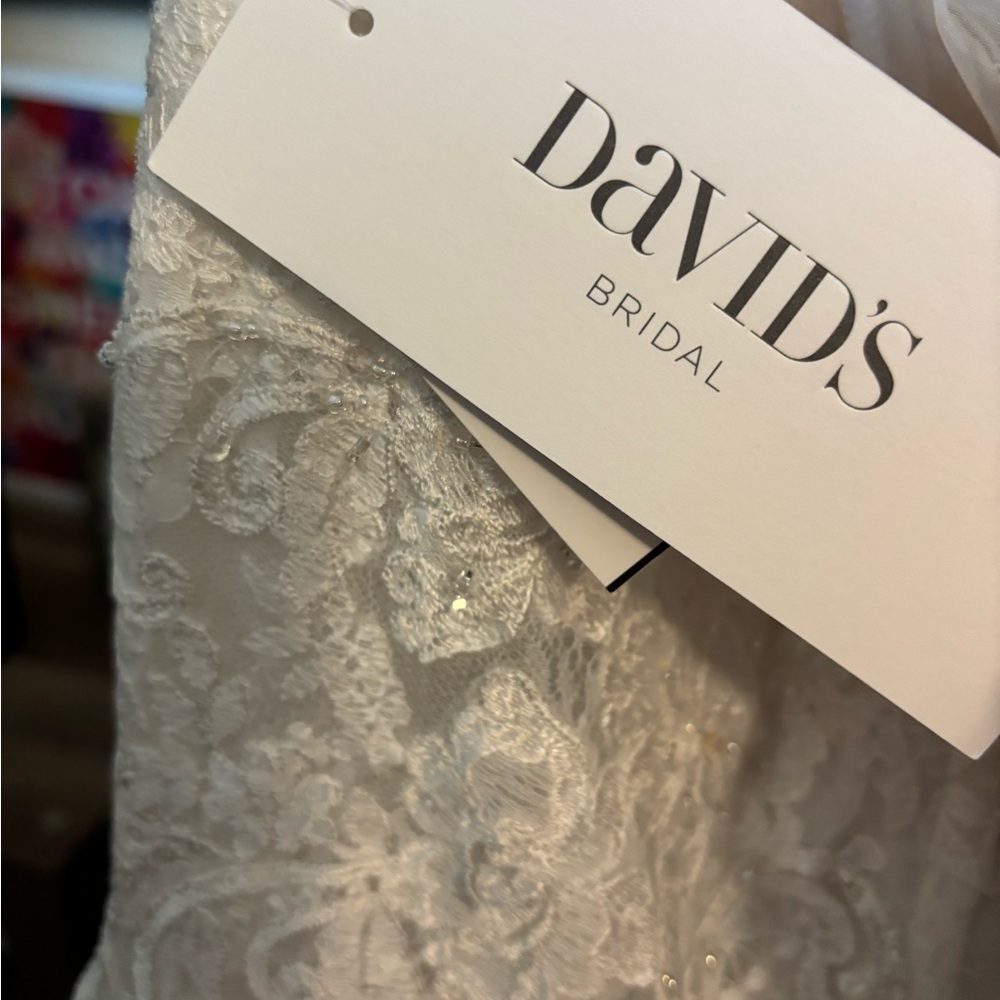 David's Bridal Cream Strapless Sleeveless Wedding Gown - Picture 6 of 8